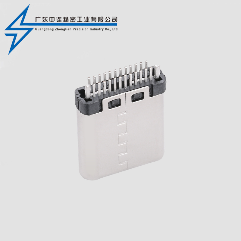 TYPE C公头24P夹板铆合9.0锡脚1.5