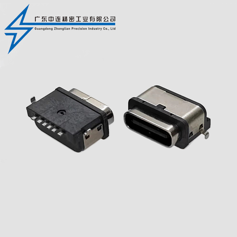 TYPE C母座6P沉板后两脚 防水款