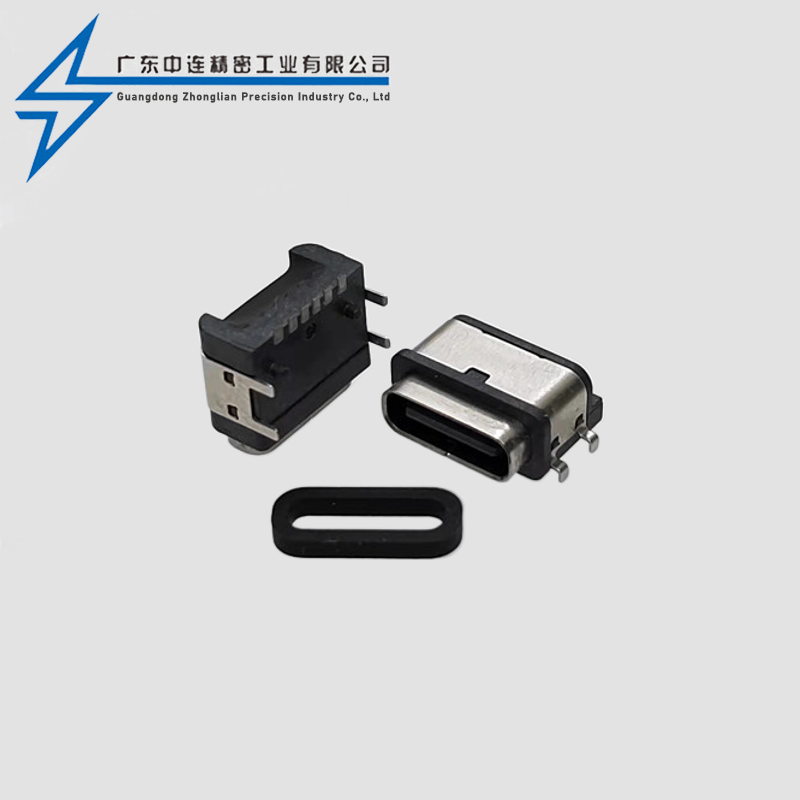 TYPE C母座6P沉板四脚 防水款