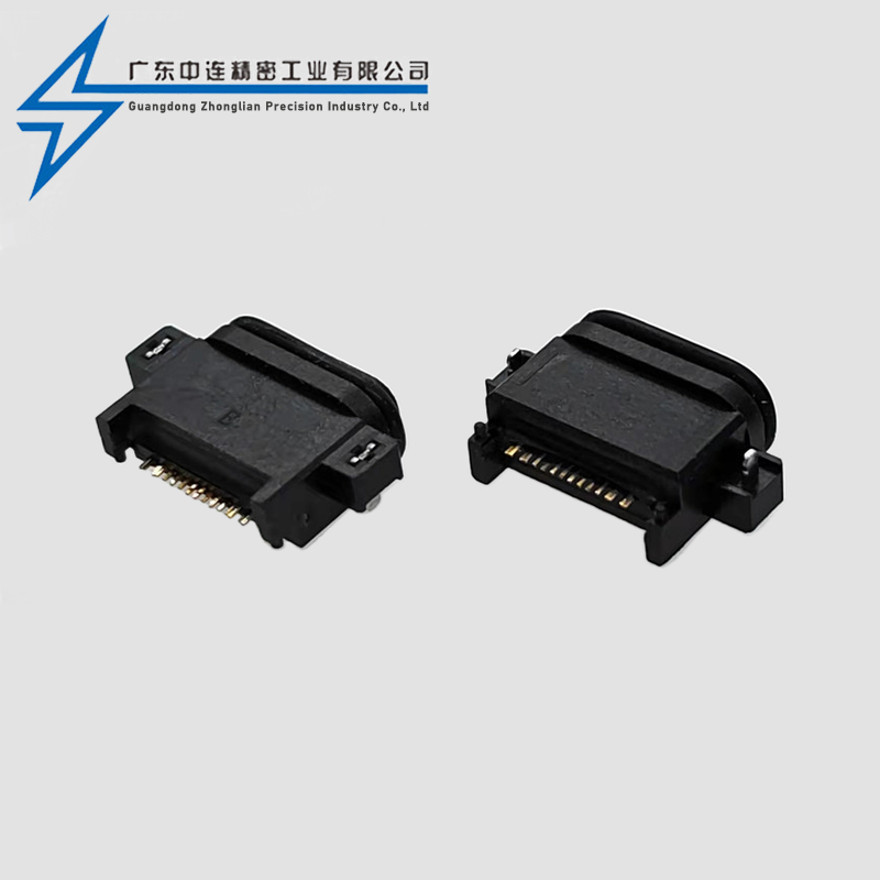 TYPE C母座16P沉板1.65全塑防水款