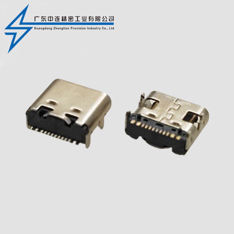 TYPE C母座单排16P SMT三次模顶
