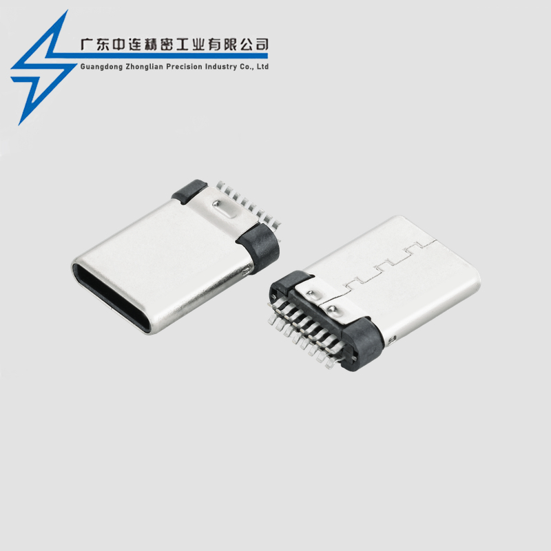 TYPE C公头16P夹板铆合护套单头