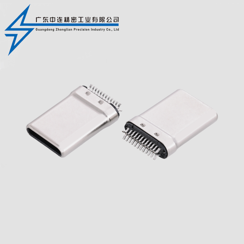 TYPE C公头24P夹板拉伸护套单头