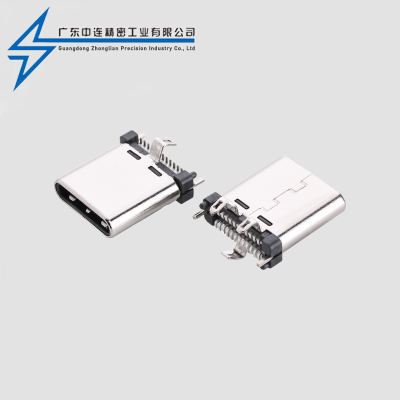 TYPE C公头24P立贴9.0H三支脚
