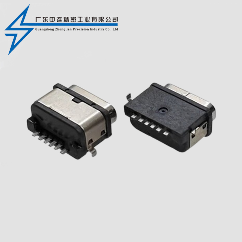 TYPE C母座6P沉板后两脚 防水款