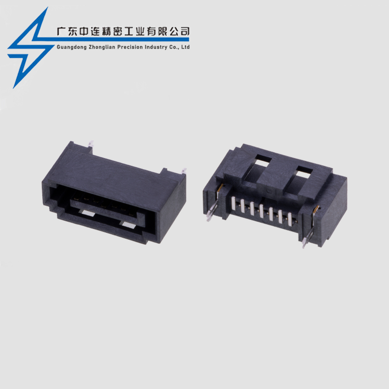 SATA7P全包开天窗A型立贴SMT带鱼叉